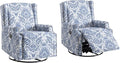 UIXE Swivel Rocker Manual Recliner Chairs Set of 2, Wingback Swivel Glider Fabric Nursery Reclining Sofa Chair, High Back Upholstered Arm Chair for Living Room Bedroom - Navy Floral