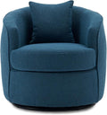Swivel Accent Chair, Modern Upholstered Boucle Barrel Arm Chairs with Pillow for Living Room, 360 Degree Round Swivel Sherpa Armchair with Round Base for Bedroom Club (1, Dark Blue)