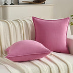 FUTEI Hot Pink Chenille Throw Pillow Covers 26x26 Inch Set of 2,Edges Double-Stitched Euro Pillow Shams,Modern Home Decor for Couch Living Room