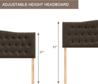 Tufted Upholstered Headboard Twin Size, Sturdy and Durable Solid Wood Bed headboard, Fabric Headboard Adjustable Height from 37” to 51”, Button Diamond Design Head Board, Chocolate