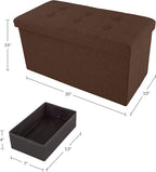 Folding Storage Ottoman - 30-Inch Tufted Footrest, Linen Chest, or Bench with Removable Bin for Living Room, Bedroom, or Dorm by Lavish Home (Brown)