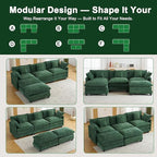 111.4" U Shaped Cloud Couch Sectional with 2 Ottoman｜Modular Chenille Sofa with 29.1" Deep Seat｜FSC Solid Wood Frame｜Easy Assembly & 1YR Guarantee｜for Living Room Bedroom Apartment