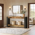 Tribesigns 63-Inch Long Console Table for Entryway, Farmhouse Wood Sofa Table Behind Couch for Living Room, Hallway, Entrance, Foyer, Rustic Brown & Black