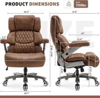 Big and Tall Office Chair 700lbs- Large High Back Executive Computer Desk Chair with 3D Flip-Up Arms, Adjustable Lumbar Support, Extra Wide Plus Size Seat, Heavy Duty Metal Base & Quiet Rubber Wheels