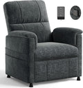 Amada Small Power Recliner Chair for Adults, Chenille Electric Reclining Chair for Small Spaces with Remote & Side Pockets, Thick Seat Cushion for Home Theater, RV, Living Room & Bedroom (Dark Grey)