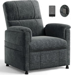 Amada Small Power Recliner Chair for Adults, Chenille Electric Reclining Chair for Small Spaces with Remote & Side Pockets, Thick Seat Cushion for Home Theater, RV, Living Room & Bedroom (Dark Grey)