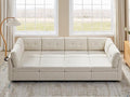 VANOMi 6 Seat Modular Sectional Sofa with 2 Ottomans, 118" Convertible Modular Cloud Sofa Bed, Comfy Chenille Sofas & Couches for Living Room, Apartment, Office, Beige, Large Sofa Bed