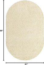Unique Loom Solid Shag Collection Area Rug (5' 1" x 8' Oval, Pure Ivory)