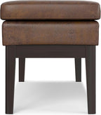 SIMPLIHOME Carlson 45-inch Wide Vegan Faux Leather Ottoman Bench in Distressed Black with Solid Wood Frame for Living Room, Entryway, or Bedroom