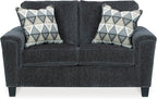 Signature Design by Ashley Abinger Chenille Contemporary Loveseat with 2 Accent Pillows, Dark Gray