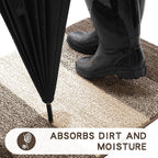 Kitinjoy Indoor Outdoor Door Mat, 40x32 Non-Slip Absorbent Dirt Trapper, Low-Profile Washable Inside Entrance Front Floor Mat, Sturdy Soft Entry Doormats for Entryway, Light Brown