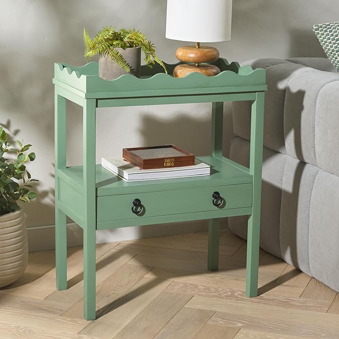 SAFAVIEH Home Collection Darlyn Sage Green 1-Drawer Rectangle Accent Table