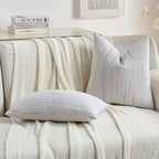 FUTEI Grey Chenille Decorative Throw Pillow Covers 22x22 Inch Set of 2,Soft Embossed Striped Textured Cushion Case,Modern Home Decor for Couch Bed Living Room