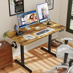 Shahoo 45.2 Inch Standing Desk, Electric Height Adjustable Computer Desks with Hook and Cable Hole, Rustic Brown