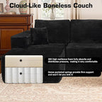 146'' Oversized Boneless Sectional Couch, U Shaped Cloud Couches with Chaise & Ottoman, Plush Corduroy 8 Seater Deep Seat Modular Sofa Sets for Living Room, No Assembly Required, Black