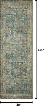 Loloi Magnolia Home by Joanna Gaines Banks Collection BAN-01 Ocean/Spice 2'-6" x 12'-0", .13" Pile Height, Machine Washable, Runner Rug