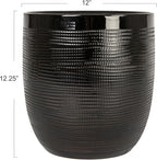 Creative Co-Op Embossed Textured Stoneware Planter, Matte Black