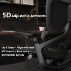 Ergonomic Office Chair, Big and Tall Mesh Computer Gaming Chair with Headrest, Work Chair with Adaptive Lumbar Support, 5D Armrest,90-130°Tilt, Model Zen (All Black)