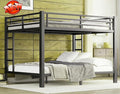 Higher Quality & Stronger Metal Queen Over Queen Bunk Bed, Thickened Heavy Duty More Stable Safer Black Steel Bunkbed (Easier to Assemble)