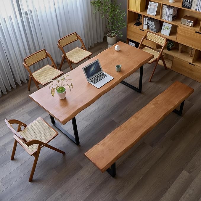 Stylish Brown Wooden Long Bench with Sturdy Metal Legs – Versatile Seating for Office, Restaurant, Living Room, and Meeting Room(Brown Bench,78.7in)