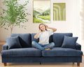 Kidirect 87in Corduroy Couch, Sofa No Tool Assembly, Comfy Couches for Living Room 21in Deeper Seats, Corduroy Sofas for Living Room with 2 Pillows, Oversized Loveseat Sofa, Boho Love Seat Blue Couch