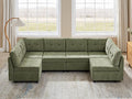 VANOMi 6 Seat Cloud Couches for Living Room, 118" Convertible Modular Cloud Sofas & Couches, Comfy Chenille Sectional Couch Sofa for Apartment, Office, Olive Green, L/U Shaped