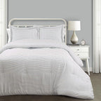 Lush Decor Farmhouse Stripe Reversible Cotton Comforter Set, 3 Piece Set, King, Blue - Cozy F𝚊rmhouse Bedding Set - Rustic Decor - Striped Comforter - Modern Farmho𝚞se Bedroom Decor