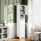ChooChoo 67" Tall Bathroom Storage Cabinet Freestanding with Adjustable Shelves, Narrow Storage Linen Cabinet with 2 Doors and 1 Drawers for Bathroom, Living Room, Kitchen, White
