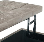 SIMPLIHOME Harrison 36 inch Wide Transitional Square Coffee Table Storage Ottoman in Distressed Grey Taupe Vegan Faux Leather, Assembled, For the Living Room and Bedroom