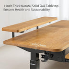 EUREKA ERGONOMIC L Shaped Standing Desk w Solid Wood Tabletop,61" Electric Corner Computer Desk, Adjustable Height Desk w Keyboard Tray,Dual Motor,LED Monitor Stand,Right/Oak