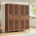 Set of 2 Rustic Brown 69" Tall Farmhouse Storage Cabinet with Drawer & Adjustable Shelves, Grille Door Organizer Unit, Anti-Tip Design for Bathroom,Kitchen,Living Room