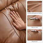 CHITA Large Power Zero Gravity Recliner Chair, Genuine Leather Recliner Chair for Adults with Adjustable Power Headrest and Hidden Slide-Out Cupholders, USB and Type-C Ports, Saddle