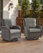 Pop 22x25/22x24 Outdoor Cushions for Patio 5 Piece Set - Set of 5 Water-Resistant Replacement Cushion for Wicker Dining Rocking Swivel Chairs Loveseat Couch Sectional Sofa - Grey/Classic