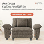 157-Inch L Shaped Sectional Sofa with Cloud Cushions, Deep Seat Modular Couch Set w/ 5 Seats & 1 Ottomans, Removable Arms, Plush Chenille Upholstery for Living Room, Apartment - Smoky Gray
