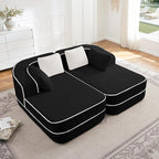77.2" Oversized Double Lounge Chaise, Boneless Lounge Sofa Bed, Cloud Loveseat Sleeper Couch for Indoor Living Room, No Assembly Required, Teddy Fabric,Black