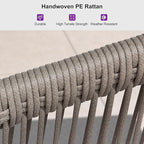 PURPLE LEAF 4 Pieces Patio Conversation Set Outdoor Wicker Furniture with Aluminum Table and Rattan Chairs Sofa Cushions Included for Porch Backyard Garden Balcony Champagne