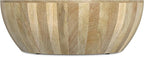 SIMPLIHOME Elmbrook Coffee Table - 34 inch Wide Solid Mango Wood Modern Industrial Round Drum Cocktail Table in Natural, Sculptural Living Room Table with Low Profile Design, Assembled
