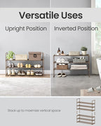 SONGMICS Shoe Rack, 3-Tier Shoe Organizer, Metal Storage Shelf, Upright or Upside Down, for 16-20 Pairs, Stackable, for Entryway, 11.8 x 36.2 x 21.7 Inches, Walnut Brown ULSA303K01