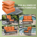 Outdoor Chair Cushion Set of 3, Waterproof Outdoor Seat Cushions 25x22, Patio Chair Cushions for Outdoor Furniture, Couch Cushion Replacement, Include 3 Back & 3 Seat Cushions, Button/Orange