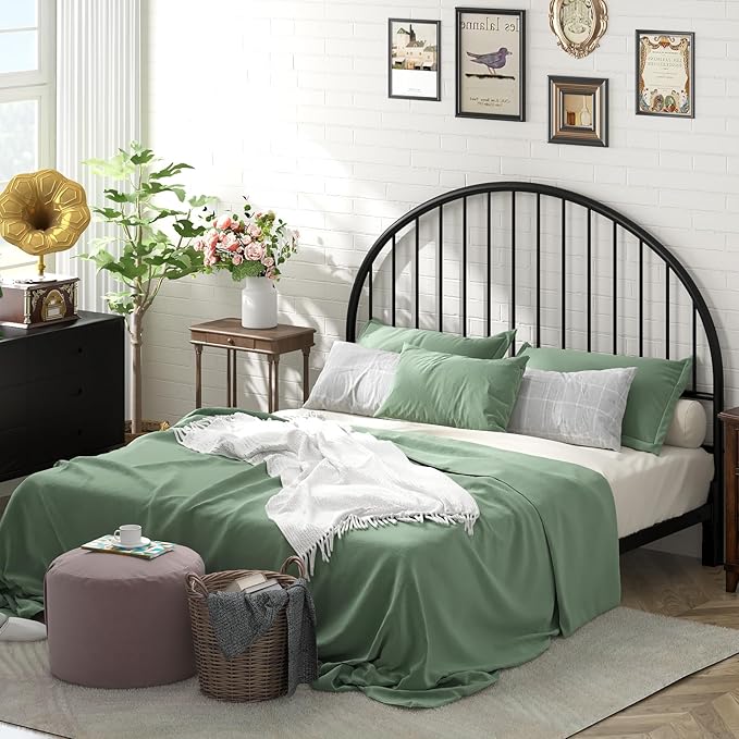 Weehom Metal Headboard Queen Size, Wrought Iron Headboard for Bed, Black Metal Head Board with Height Adjustable, Farmhouse HeadBoard Queen Only