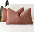Foindtower Pack of 2 Textured Boucle Throw Pillow Covers Accent Solid Decorative Lumbar Pillow Cases Cozy Couch Cushion Case for Chair Sofa Bedroom Living Room Home Decor 12x20 Inch Orange Rust Red