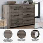 Signature Design by Ashley Urbanoore Rustic 6-Drawer Dresser with Safety Stop, Gray