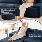 80.3” Blue Boneless Couches for Living Room, Modular Sectional Sofa with L-Shape Chaise, 2 Seater Comfy Upholstered Loveseat Deep Seat Corduroy Fabric Cloud Couch No Assembly, Anti-Slip Design
