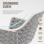 SUNSITT Outdoor Dining Chairs Set of 4, Metal Outdoor Patio Dining Chairs with Weather-Resistant Cushions, Woven Rope Chairs Outdoor with Armrest Light Grey Outdoor Furniture Chairs for Backyard