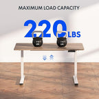 FLEXISPOT E6 3 Stages Dual Motor Electric Standing Desk 48x30 Inch Whole-Piece Board Height Adjustable Electric Sit Stand Desk（White Frame + Brown Wood Grain Desktop, 2 Packages）