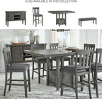 Signature Design by Ashley Hallanden Modern Farmhouse Counter Upholstered Barstool, Set of 2, Comb-back Design, Solid Wood, 25.75" , Dark Gray