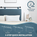 UEV Queen Headboard Only, Wall Mounted Hanging Upholstered Bed Head Board, Modern Vertical Channel Design of Fine Flannel, Elegant Blue Fluted Headboard for Bedroom (Lake Blue, Queen Size)