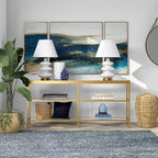 Henn&Hart 64" Wide Rectangular Console Table in Brass, Entryway Table, Accent Table for Living Room, Hallway