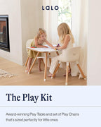 Lalo The Play Kit - Kids Table & Chairs Set with Sustainably Sourced Wood Table & 2 Non-Toxic Bucket Seat Chairs - Safe & Comfortable - Coconut/Coconut