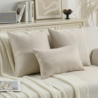 FUTEI Beige Chenille Throw Pillow Covers 26x26 Inch Set of 2,Soft Wide Chevron Textured Euro Pillow Shams,Farmhouse Home Decor for Couch Bed Living Room